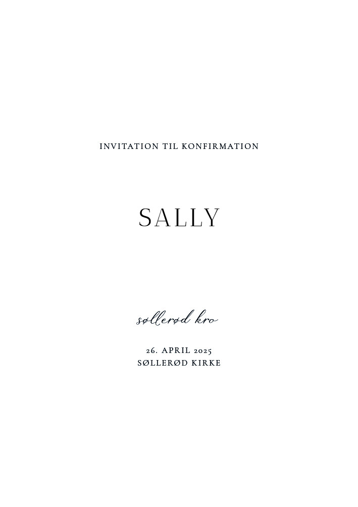 Invitationer - Sally Konfirmation